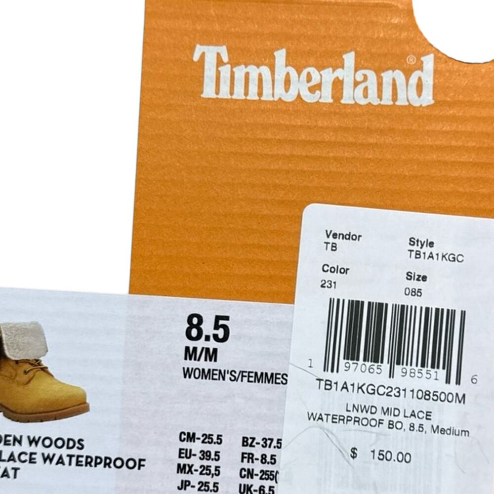 Timberland Linden Woods W/P Fleece Fold Down Women's Boots-Wheat Nubuck-Size:8.5 - Picture 8 of 13
